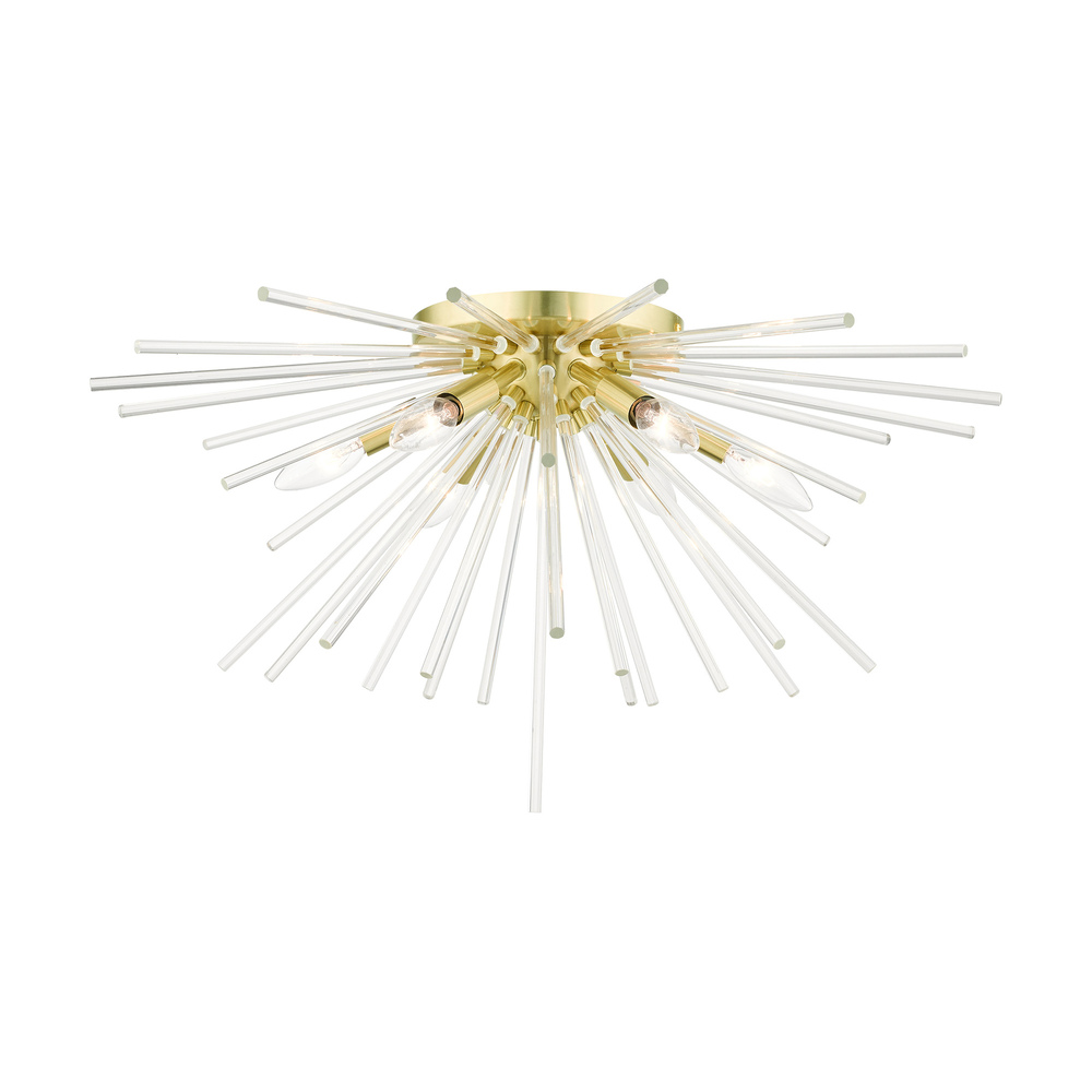 6 Lt Satin Brass Flush Mount
