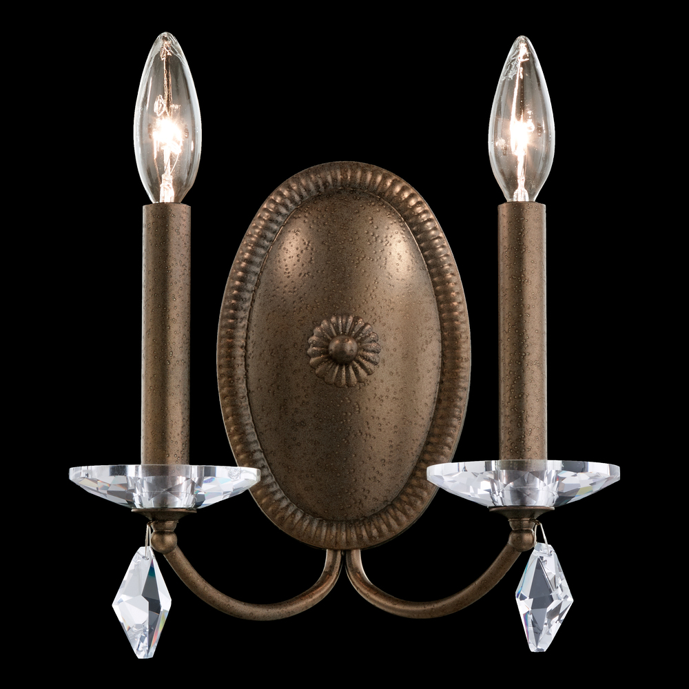 Modique 2 Light 120V Wall Sconce in Antique Silver with Heritage Handcut Crystal