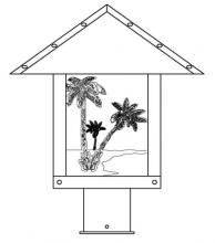 Arroyo Craftsman TRP-12PTCR-BK - 12" timber ridge post mount with palm tree  filigree